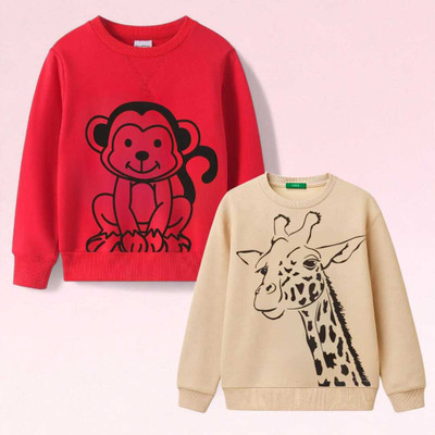 Mimmy Kids Full Sleeve Animal Print Baby Boys & Baby Girls Sweatshirt