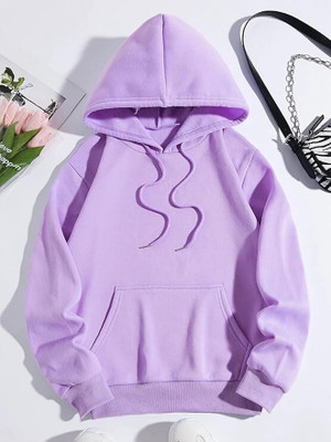 BG TAX Solid Hooded Neck Casual Women Purple Sweater