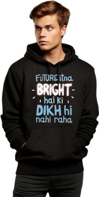 Joy nd Happinness Printed Hooded Neck Casual Men Black Sweater