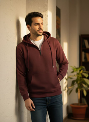INDICLUB Full Sleeve Self Design Men Sweatshirt