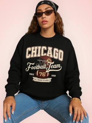 Stylezone Printed Round Neck Casual Women Black Sweater