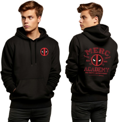 Joy nd Happinness Printed Hooded Neck Casual Men Black Sweater