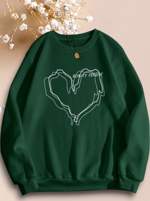 NEMOENTERPRISE Printed Round Neck Casual Women Green Sweater