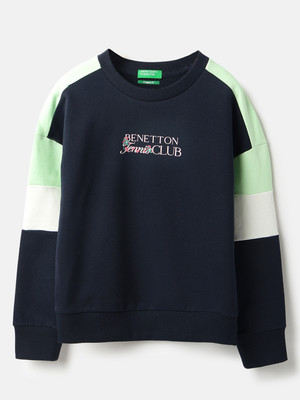 United Colors of Benetton Full Sleeve Color Block Baby Girls Sweatshirt