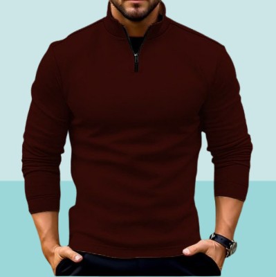 Parona Full Sleeve Solid Men Sweatshirt