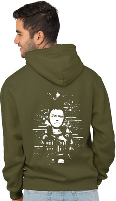 Joy nd Happinness Printed Hooded Neck Casual Men Dark Green Sweater