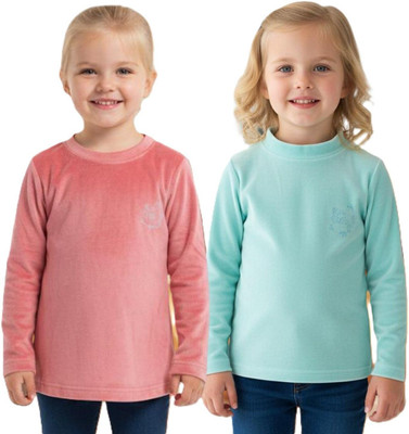 SAALVIA Full Sleeve Solid Baby Girls Sweatshirt