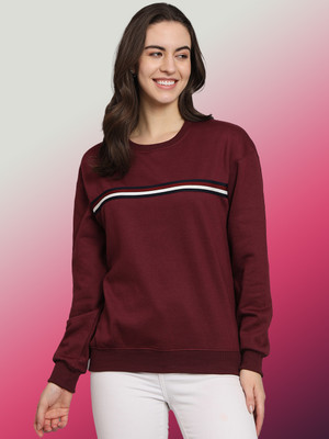 OBAAN Full Sleeve Striped Women Sweatshirt