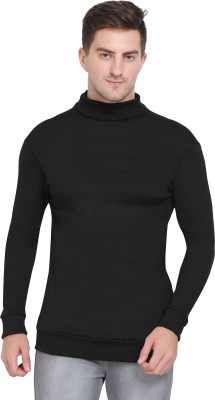 TEE TREE Solid High Neck Casual Men Black Sweater