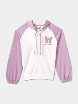 R&B Full Sleeve Self Design Girls Sweatshirt