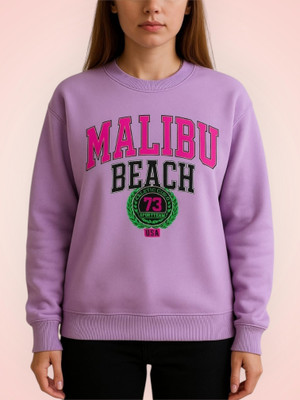 Elite Printed Round Neck Casual Women Purple Sweater