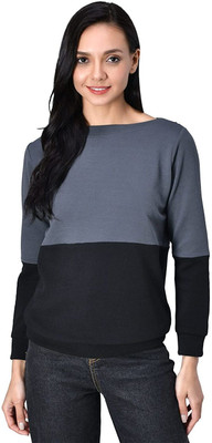 MeiJaata 3/4th Sleeve Color Block Women Sweatshirt