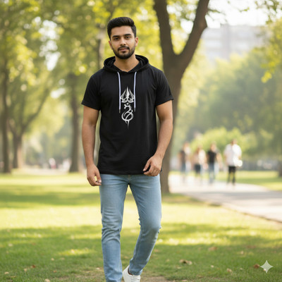 glitsy Half Sleeve Printed Men Sweatshirt