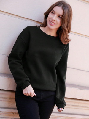 ANBICH DESIGNS Full Sleeve Solid Women Sweatshirt