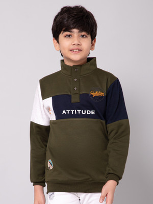 Alan Jones Full Sleeve Color Block Boys Sweatshirt