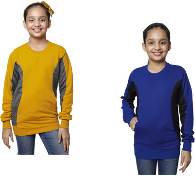 Indistar Full Sleeve Color Block Girls Sweatshirt