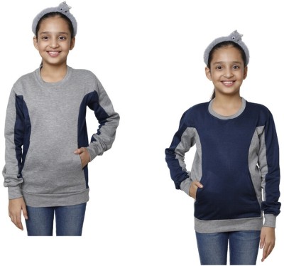 Indistar Full Sleeve Color Block Girls Sweatshirt