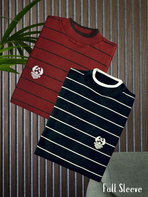 Marc Laurent Full Sleeve Striped Men Sweatshirt