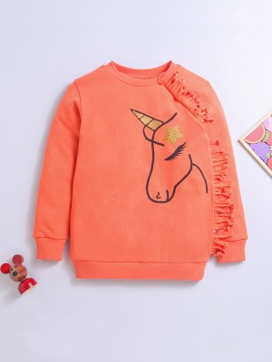 nino bambino Full Sleeve Solid, Printed Baby Girls Sweatshirt