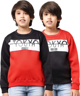 Fit N Fame Full Sleeve Color Block, Printed Boys Sweatshirt