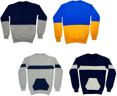 IndiWeaves Full Sleeve Color Block Boys Sweatshirt