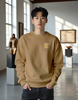 flyind Full Sleeve Printed, Solid Men Reversible Sweatshirt