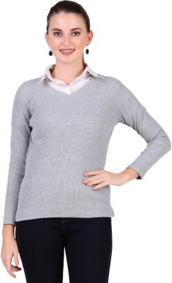DIAZ Full Sleeve Solid Women Sweatshirt