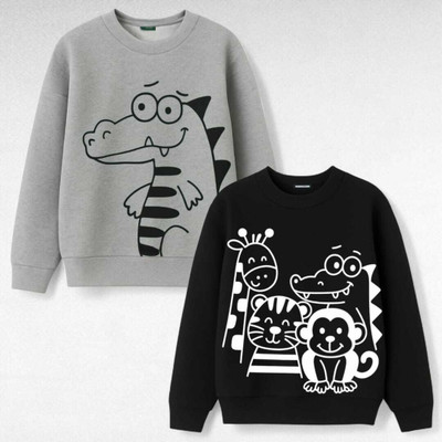 Mimmy Kids Full Sleeve Animal Print Baby Boys & Baby Girls Sweatshirt
