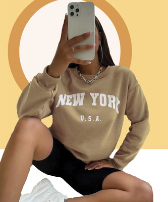 MOD YOUNG Full Sleeve Printed, Solid Women Sweatshirt