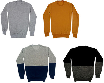 Indistar Full Sleeve Solid, Color Block Boys Sweatshirt
