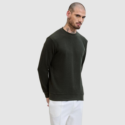 Snitch Full Sleeve Self Design Men Sweatshirt