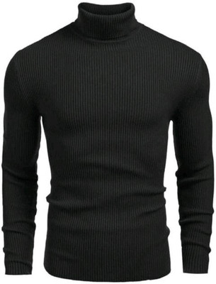 VIAARA Striped Men Turtle Neck White T-Shirt
