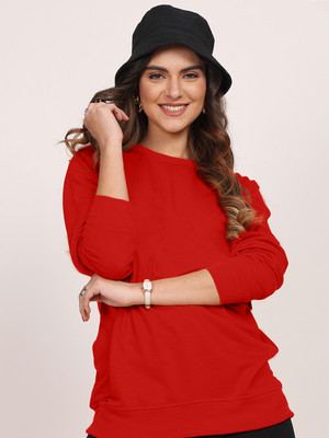 Leotude Full Sleeve Solid Women Sweatshirt