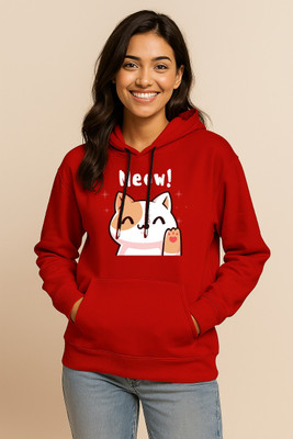 HouseOfCommon Self Design Round Neck Casual Women Red Sweater