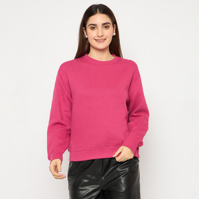 MADAME Full Sleeve Solid Women Sweatshirt