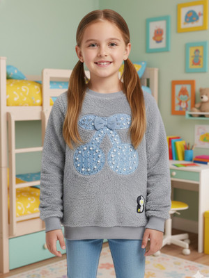 Pink Castle Full Sleeve Printed Girls Sweatshirt