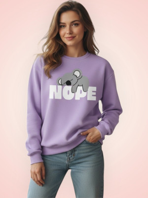 Stylezone Printed Round Neck Casual Women Purple Sweater