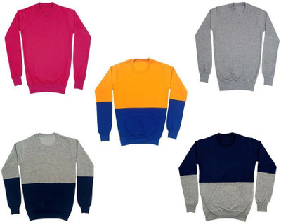 AE Trends Full Sleeve Solid, Color Block Boys Sweatshirt