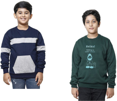 AE Trends Full Sleeve Printed, Color Block Boys Sweatshirt