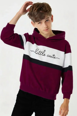 BEING WANTED Full Sleeve Printed, Color Block Boys Sweatshirt