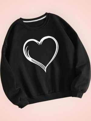 NEMOENTERPRISE Printed Round Neck Casual Women Black Sweater