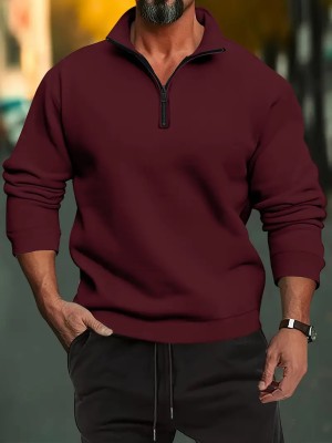 Lecowar Full Sleeve Solid Men Sweatshirt