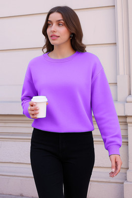 Fluffy Enterprise Full Sleeve Solid Women Sweatshirt