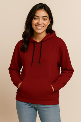 HouseOfCommon Self Design Round Neck Casual Women Maroon Sweater