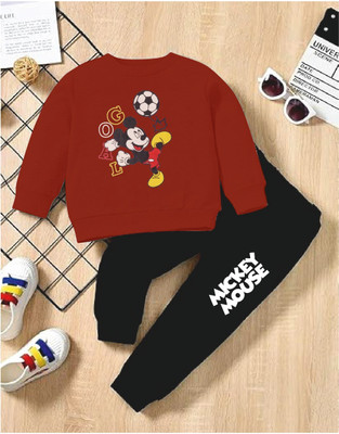 RUNJHUN Baby Boys Spiderman Casual T-shirt Pant(Maroon)