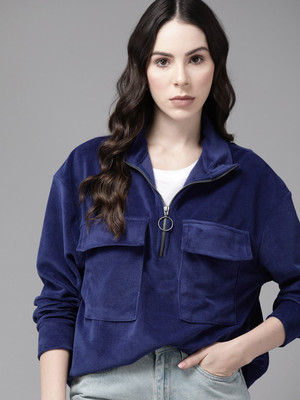 Roadster Full Sleeve Solid Women Sweatshirt