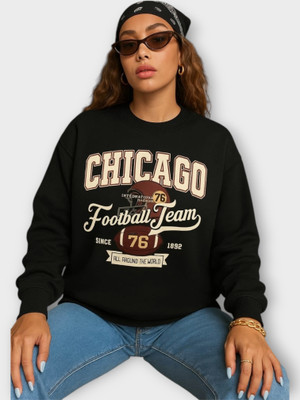 Elite Printed Round Neck Casual Women Black Sweater