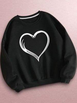 NEMOENTERPRISE Printed Round Neck Casual Women Black Sweater