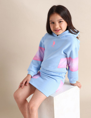 U.S. POLO ASSN. Full Sleeve Color Block Girls Sweatshirt