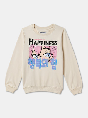 R&B Full Sleeve Graphic Print Girls Sweatshirt